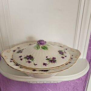 Simpsons Potters Ltd, Floral Porcelain Covered Dish England